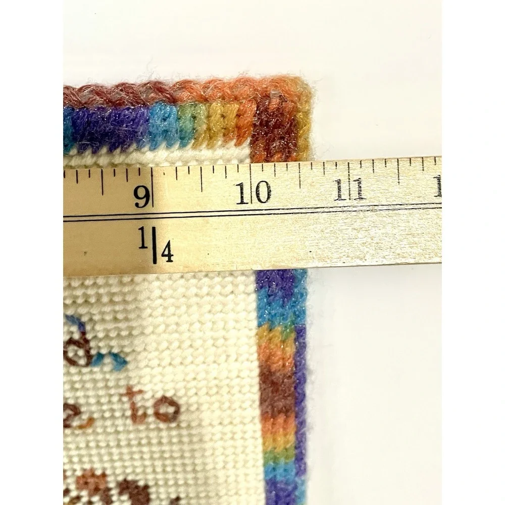 Vintage handmade cross-stitch multicolored inspirational quote wall decor